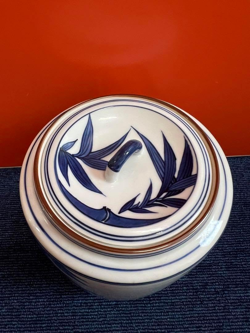 1319 茶道具 染付竹文水指 手塚景雲作